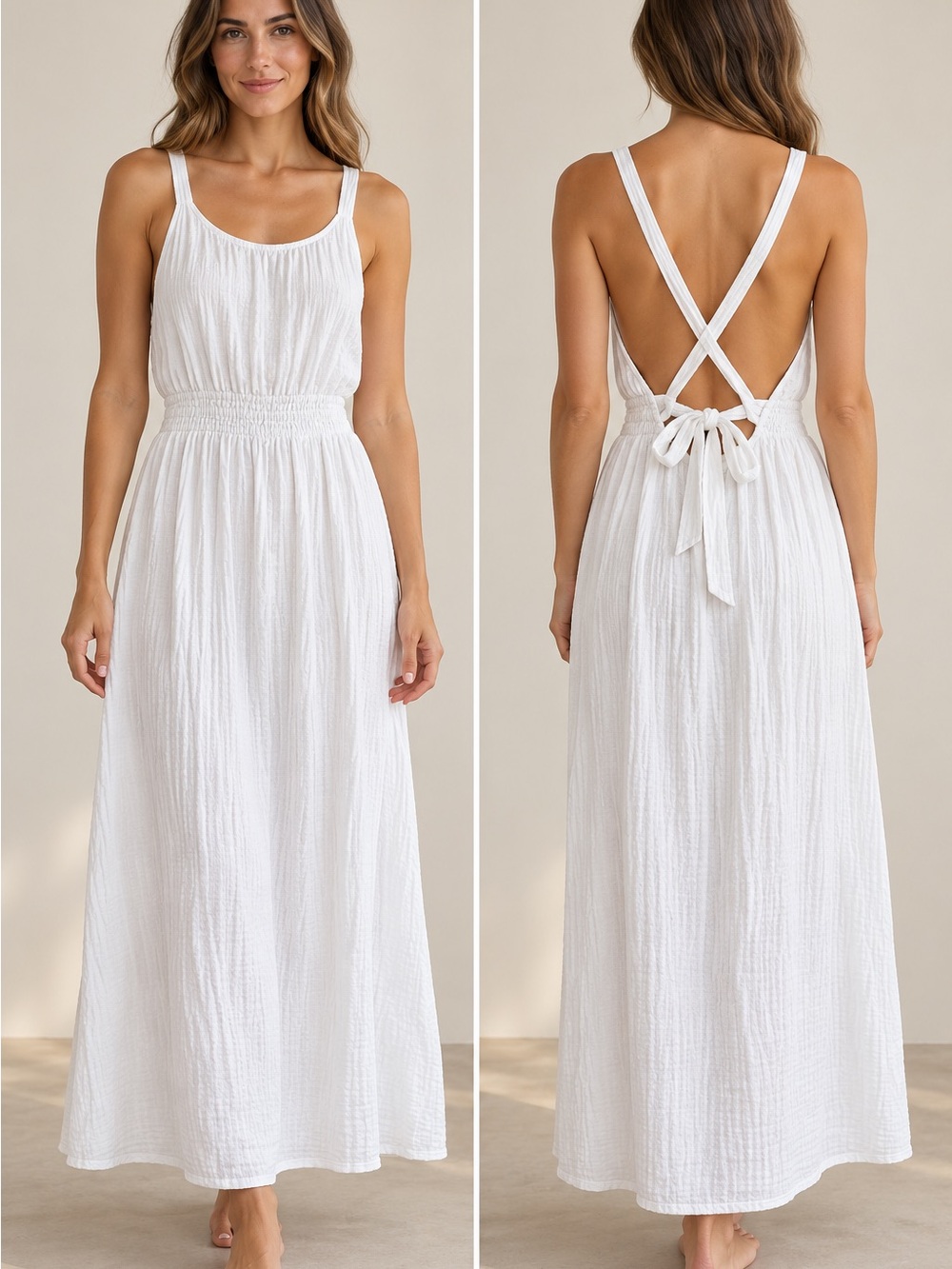 Aritzia Little Moon Aries AirPlush Cotton Maxi Dress White M Resortwear Vacation